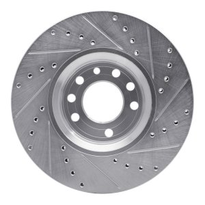 Chevrolet ASTRA Brake Rotor (1) - Front Left - R1 Concepts - Drilled & Slotted - Silver - `99-`10